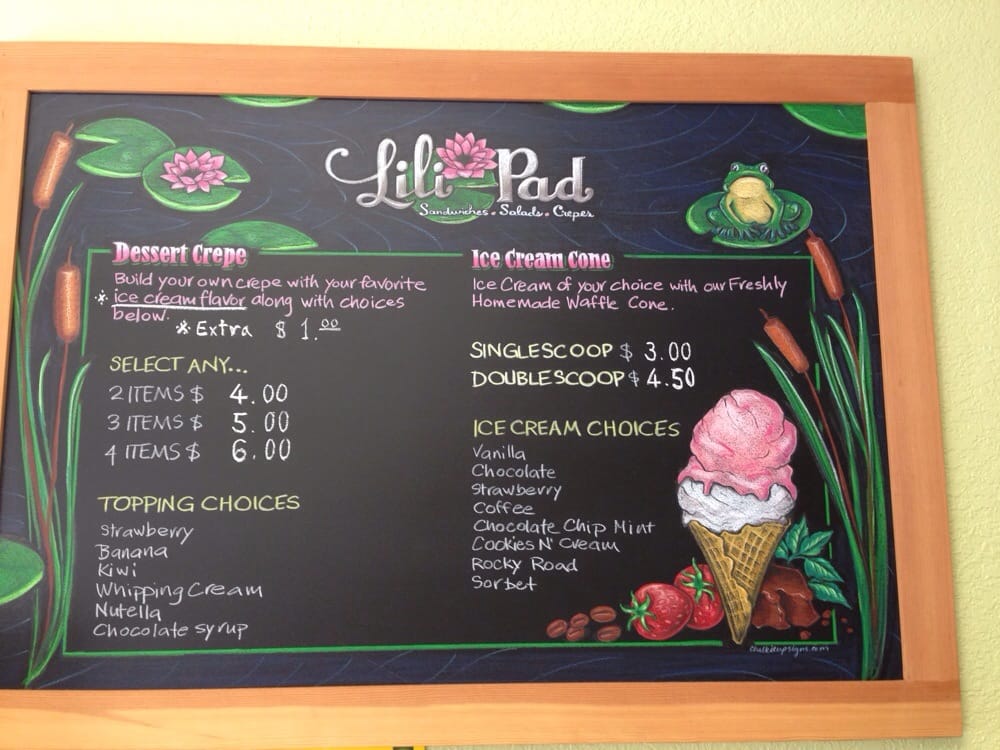 Lili Pad menu